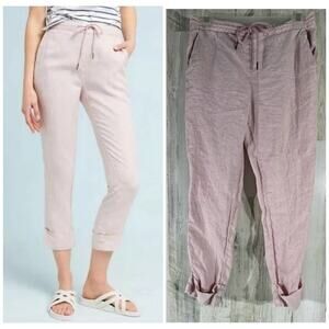 Michael Stars Womens Ankle Pants Size XS (28x24) Linen Pink Cuffed Drawstring